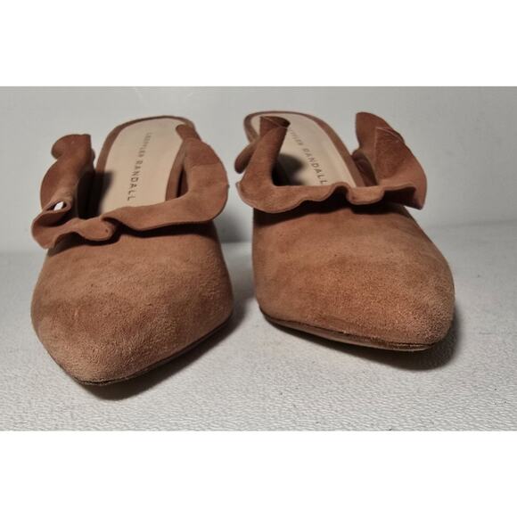 Women's Loeffler Randall Langley Ruffle Slide Heels Dusty Rose Suede 7 - Picture 4 of 10